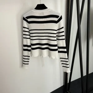 25 Summer new contrast striped suspenders knitted slim fit slimming age-reducing cardigan top jacket - AliExpress Shirts & Blouses