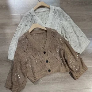 Exquisite sequinned v-neckline spring-summer cardigan - AliExpress Sweaters&Jumpers