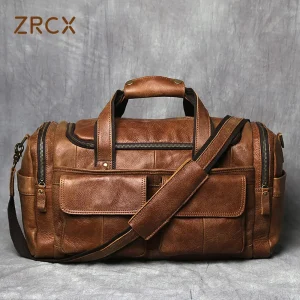 ZRCX Vintage Men's Hand Luggage Bag Travel Bag Genuine Leather Large Capacity Single Shoulder Messenger For 14 Inch Laptop - AliExpress Travel Bags