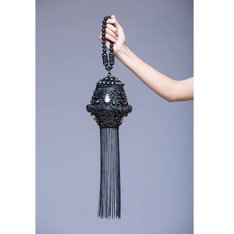 DOYUTIG India Style Women's Hand-Made Rhinestone Beads Clutches Lady Vintage Weave Long Tassels Evening Bags For Wedding F702 - AliExpress Women's Handbags