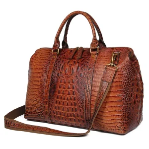 MAHEU High Fashion Men Women Leather Travel Duffle Bag Top Layer Cowhide Handbag Laptop Female Business Bag Alligator Pattern - AliExpress Travel Bags