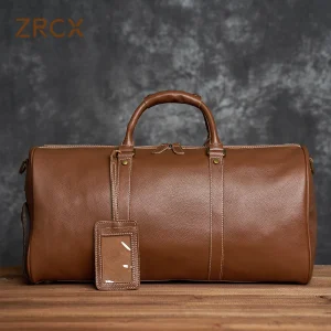 ZRCX Natural Cow Skin Travel Bags  Men's Leather Overnight Bags Hand Luggage Men Male Weekend Bag Business Man 50cm - AliExpress Travel Bags