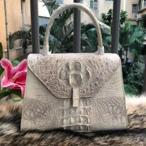 100% genuine real crocodile leather head skin women tote handbag Himalaya white color 2025 new design excellent skin lady tote - AliExpress Women's Handbags