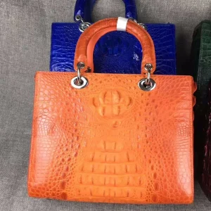 Newest high end quality 100% real genuine crocodile skin women tote handbag shouder orange color crocodile head skin flat - AliExpress Women's Handbags