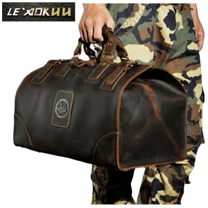 Men Genuine Leather Large Capacity Vintage Design Duffle Bag Male Fashion Travel Handbag Luggage Bag Suitcase Tote Bag 8151-b - AliExpress Travel Bags