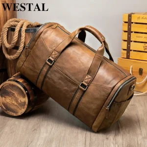WESTAL Men Travel Bag Leather Duffle Bag Large Vintage Genuine Leather Weekend Bags Man Hand Luggage Man Shoulder Bags Gym 7415 - AliExpress Travel Bags