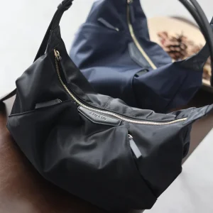 Lightweight Nylon Matching Genuine Leather Crossbody Bag High Quality Single Shoulder Bags Fashion Pleated Messenger Purses - AliExpress Women's Handbags