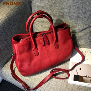 PNDME Fashion Luxury Genuine Leather Women's Large-Capacity Multi-Compartment Handbag Casual Real Cowhide Commuter Shoulder Bag - AliExpress Women's Handbags