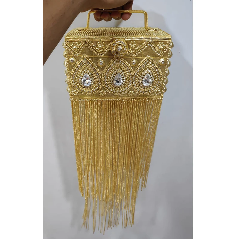 DOYUTIG India Design Women Long Tassels Hand-Made Rhinestone Beads Box Clutches Lady Classical Box Evening Bags For Wedding F697 - AliExpress Women's Handbags