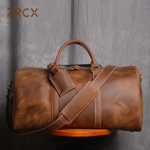 ZRCX Vintage Men's Hand Luggage Bag Travel Bag Geunine Leather  Large Capacity Single Shoulder Messenger For 15 Inch Laptop - AliExpress Travel Bags