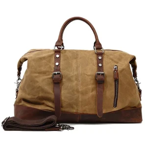 WaterProof Waxed Canvas Leather Men Travel Bag Hand Luggage Bag Carry On Large tote Vintage Men Duffle Weekend Bag big Overnight - AliExpress Travel Bags