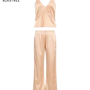 BirdTree, 93%Natural Silk Pajamas Set, Women Spaghetti Strap Top Shorts, Sweet Sexy Flirt Homewear, 2024 Summer Autumn S47635QC - AliExpress Women's Sleep & Lounge