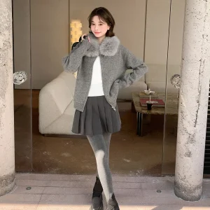 Early Spring Cloud Fuzzin Knitted Cardigan Women's Loose oulder Velvet Collar Narration Sle Knitwear Casual Elegance Top - AliExpress Sweaters&Jumpers