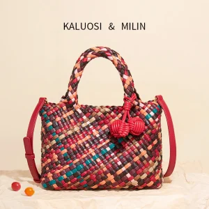 Bohemian Women Colorful Woven Tote Bag Large Capacity Ladies Random Multicolored Leather Shoulder Handbag Shopper Commuter Сумка - AliExpress Women's Handbags