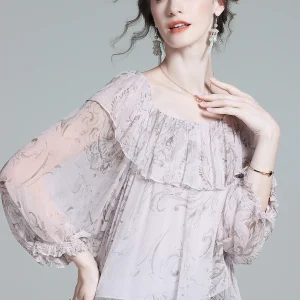 AYUNSUE 100% Mulberry Real Silk Blouse Women Summer Clothes Elegant Womens T-shirts Fashion Slash Neck New Style Блузка Женская - AliExpress Shirts & Blouses