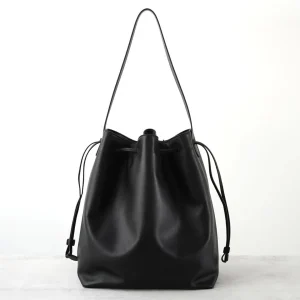Genuine Leather Fashion Women Soft Leather Bucket Bag Large Capacity Drawstring Shoulder Bag Minimalist Vintage Handbag - AliExpress Women's Handbags