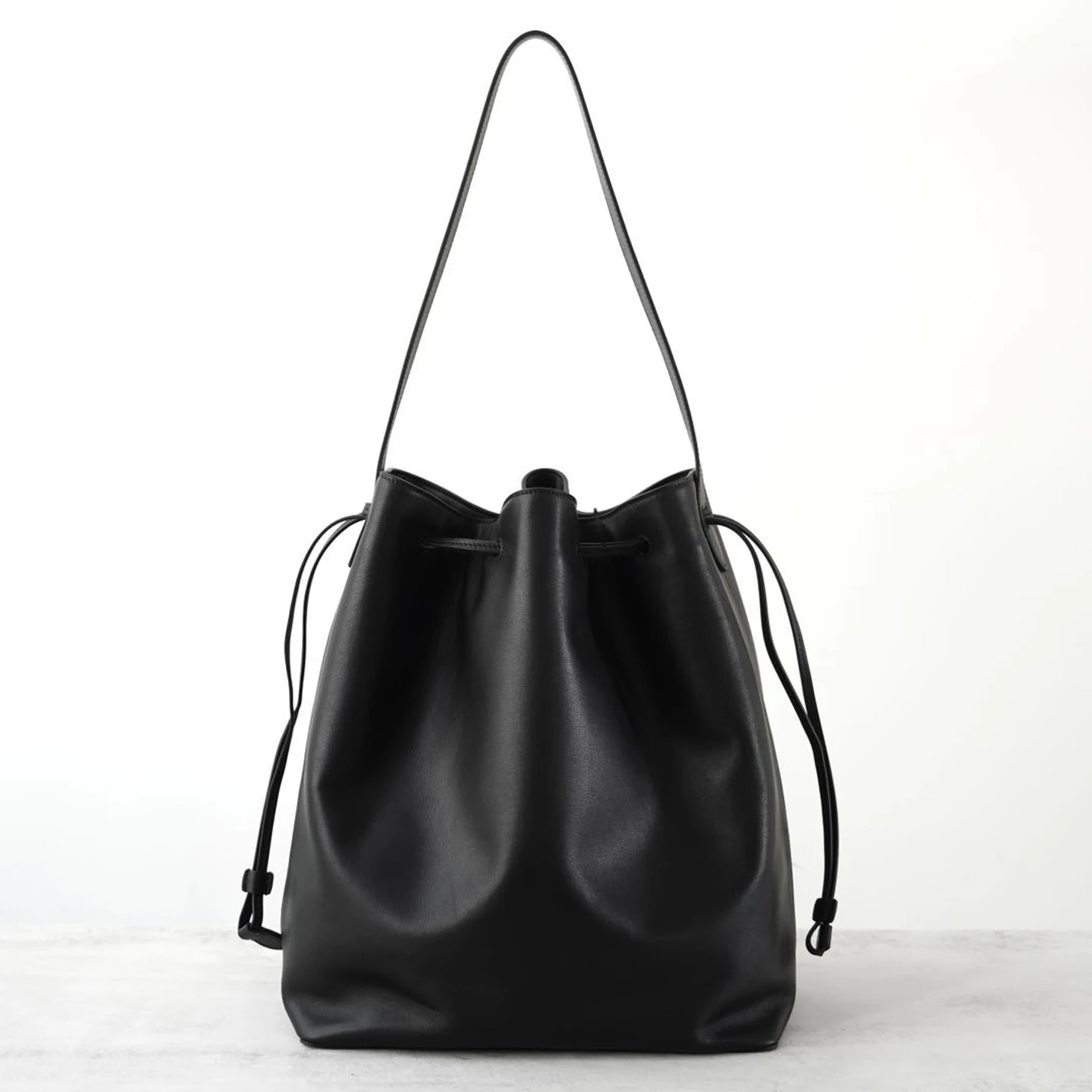 Genuine Leather Fashion Women Soft Leather Bucket Bag Large Capacity Drawstring Shoulder Bag Minimalist Vintage Handbag - AliExpress Women's Handbags