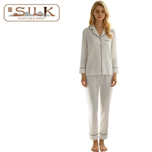 Luxury Silk Women's Set Long-Sleeved Long-Peaked Pants (2-piece) Simple Sleepwear, Comfortable and Cool, Soft and Fine Homewear - AliExpress Women's Sleep & Lounge
