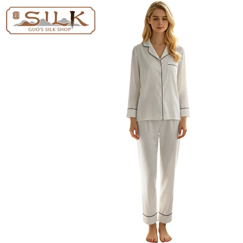 Luxury Silk Women's Set Long-Sleeved Long-Peaked Pants (2-piece) Simple Sleepwear, Comfortable and Cool, Soft and Fine Homewear - AliExpress Women's Sleep & Lounge