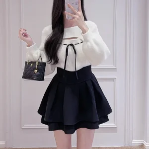 2026 Spring Japanese Style Elegant Sweet Hollow Lace-up Bow Round Neck Long Sleeve Versatile Knitted Sweater Pullovers for Women - AliExpress Sweaters&Jumpers