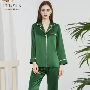 19 Momme 100% Mulberry Silk Pajamas Set Sleepwear Solid Color Long Sleeve Trousers Home Suit Pijama Women Home Suit Lingerie PJ - AliExpress Women's Sleep & Lounge