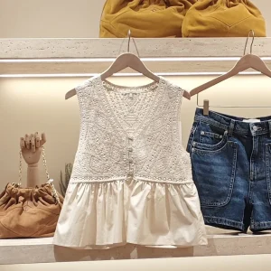 Elegant Style HEIDD BA2026 Spring Summer Vacation Floral Embroidery Splice Lace Trim Sleeveless Vest Shirt for Women - AliExpress Shirts & Blouses
