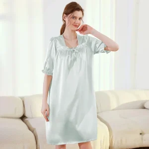 19MM Heavy Silk Midi Nightgown Short Sleeve 100% Mulberry Silk Nightshirts Chemise Women's Loose Night Dress PJ Sleepwear Pajama - AliExpress Women's Sleep & Lounge