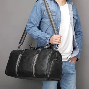 Luufan Soft Genuine Leather Travel Bag With Shoe Pocket Men Women Black Casual Travel Duffel Water Proof Weekend Luggage HandBag - AliExpress Travel Bags