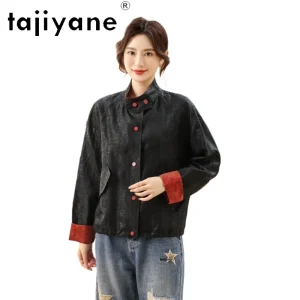 TAJIYANE 100% Mulberry Silk Blouse for Women Xiangyun Sha Stand Collar Shirt Color Block Spring Tops Woman Clothing 2026 자라여성의류 - AliExpress Shirts & Blouses