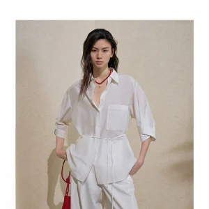 Loose Fit Silk Cotton Blend Shirt mid Sleeve Small Collar Casual Wear Summer Fashion Women's Shirt Simple Style City Walk - AliExpress Shirts & Blouses