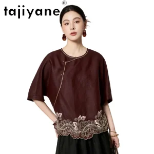TAJIYANE 19MM 100% Mulberry Silk Shirts Women Xiangyun Sha Embroidery Summer Tops New Chinese Style Blouse 2026 Woman Clothes 셔츠 - AliExpress Shirts & Blouses