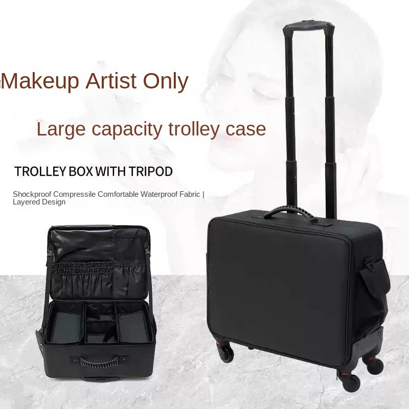 Women's Cosmetic Bag Train Case Trolley Makeup Bag With Wheels Nail Art Storage Box Hair Styling Tool Organizer Rolling Luggage - AliExpress Luggage
