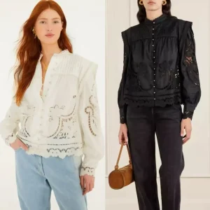 Ele Long Sve Embroidered Flubble Sve Slimming Top White Cotton French Sle Loose Fit Women's irt - AliExpress Shirts & Blouses