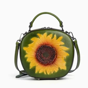 Vintage Genuine Leather Crossbody Bag for Women – Sunflower Embossed Small Handbag for Daily Outings, Dates - AliExpress Women's Handbags
