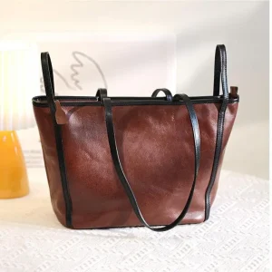 casual First layer cowhide women's large capacity tote bag weekend shopping shoulder bag simple vintage genuine leather handbag - AliExpress Women's Handbags