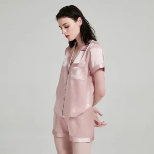 Women's Summer 2 Piece Set Embroidered Heavy Silk Pajamas with Short Sleeves Shorts Made From 100% Mulberry Silk 19 Momme  XL - AliExpress Women's Sleep & Lounge