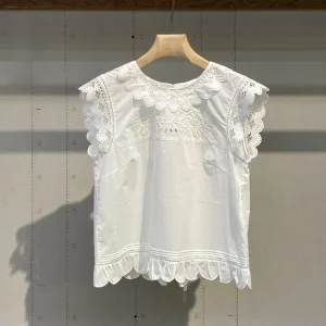HEIDD White Sleeveless Embroidered Heavy Work Back  Knot Shirt Cute Style round Neck Cotton Summer 2026 Women's Shirt - AliExpress Shirts & Blouses