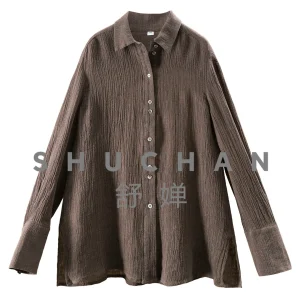 Custom-woven Pleated Texture Sand Wash 100 Linen Waist Shirt Women's 85I2 Blusas Femininas Elegantes - AliExpress Shirts & Blouses