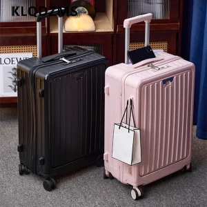 KLQDZMS Laptop Luggage 20"22"24"26 Inch Front Opening ABS+PC Boarding Case USB Charging Trolley Case Women's Cabin Luggage - AliExpress Luggage