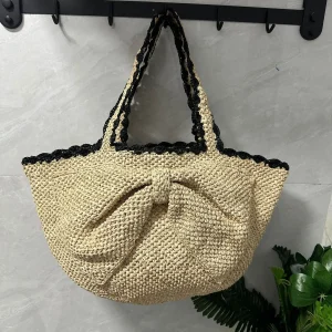 Summer Bow Knot Beach Bags For Women Handmade Raffia Straw Bag NEW Bohemian Woven Tote Shoulder Bag Travel Shopper Bucket Bags - AliExpress Women's Handbags