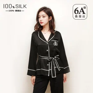 19 Momme 100% Mulberry Silk Pajamas Set Women All-Season Long Sleeve Sleepwear Luxury Lounge Wear - AliExpress Women's Sleep & Lounge