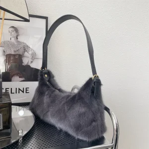 Fashion Winter Real Mink Hair Fur Bag Luxury Design Women's Shoulder Bag High Quality Female Underarm Bag Evening Party Clutch - AliExpress Women's Handbags