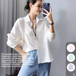 Meiyang Capsule Shirt Heart Series Dopamine Casual Shirt Women's Loose Fit Long Sleeve Button down Polyester Fiber Pure Color - AliExpress Shirts & Blouses