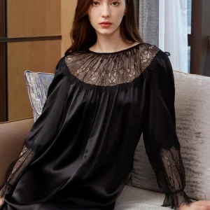 19 Momme 100% Mulberry Silk Sexy Women's Nightgown Sheer Lace Summer Nightdress Loose Sleepshirts Housewear Nightgowns Pajamas - AliExpress Women's Sleep & Lounge