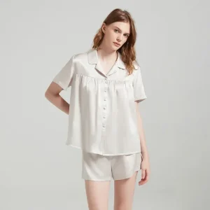 100% Mulberry Silk Summer Pajama 19 Momme Pure Silk Piiama 2 Pieces Night Wears Short Sleeve & Shorts Set Cute Pajamas Sleepwear - AliExpress Women's Sleep & Lounge