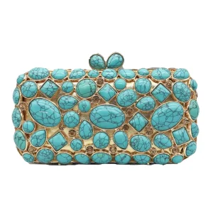 Turquoise Synthetic Agate Stone Evening Bags and Clutches for Women Formal Party Bags Party Rhinestone Handbags - AliExpress Women's Handbags