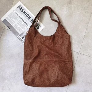 European And American Fashion Leather Pleated Bucket Shaped Tote Bag Retro And High-end Large Capacity Single Shoulder Bag Trend - AliExpress Women's Handbags