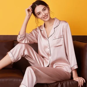 100% Mulberry Silk Pajamas Luxury Women's Two-piece Long-sleeved Pants Sleepwear Couples Home Service Silk Pyjamas Loungewear - AliExpress Women's Sleep & Lounge