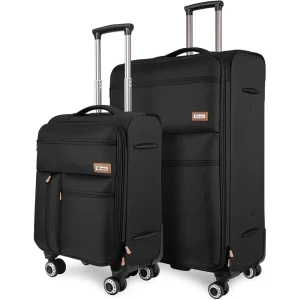 20/26 Inch Expandable Spinner Luggage Set with TSA Lock for Men and Women - Black - AliExpress Luggage