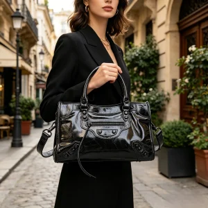 Women's Riveted Crocodile Pattern Genuine Leather Tote Bag  Cowhide Large Capacity Motorcycle bag ,Luxury  Commuting HandBag - AliExpress Women's Handbags